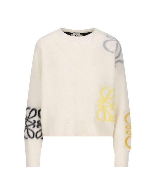 Loewe White Anagram Intarsia Sweater