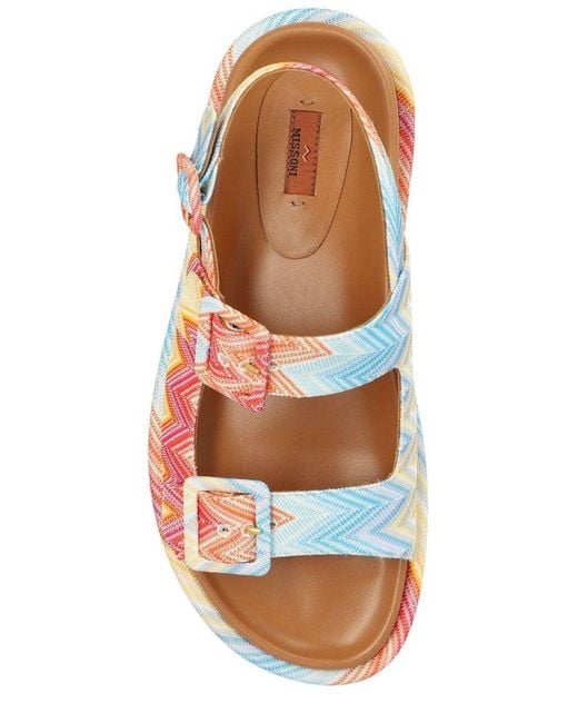 Missoni Red Zigzag Double Buckled Sandals