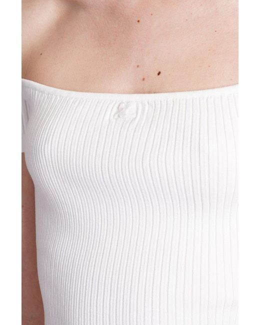 Courreges White Hyperbole Ss Rib Knit Top