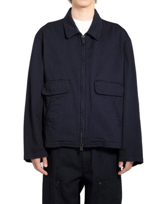 Yohji Yamamoto Blue R-single Zipped Shirt Jacket for men