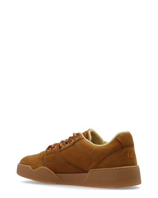 DSquared² Brown Leaf Patch Low-Top Sneakers for men