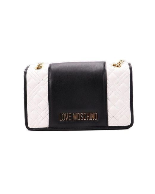 Moschino Black Logo-lettering Chain-linked Crossbody Bag