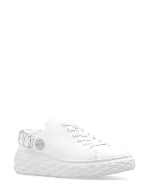Jimmy Choo White Embellished Slingback Sneakers