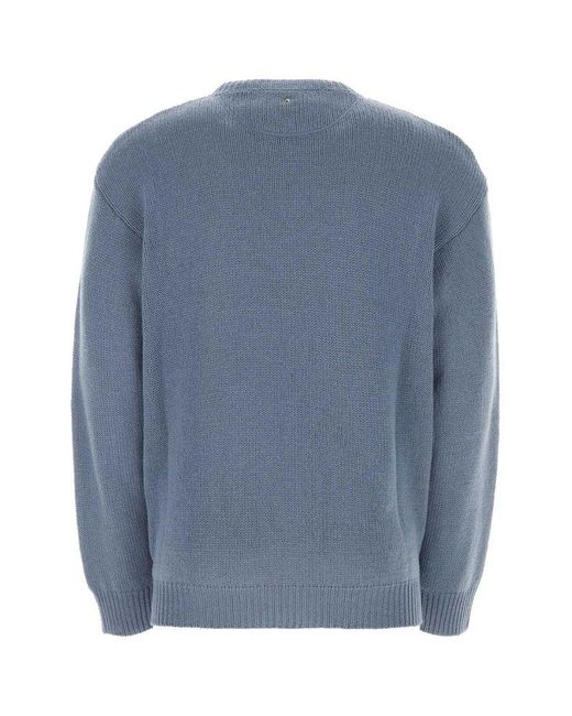 Valentino Blue Crewneck Knitted Jumper for men