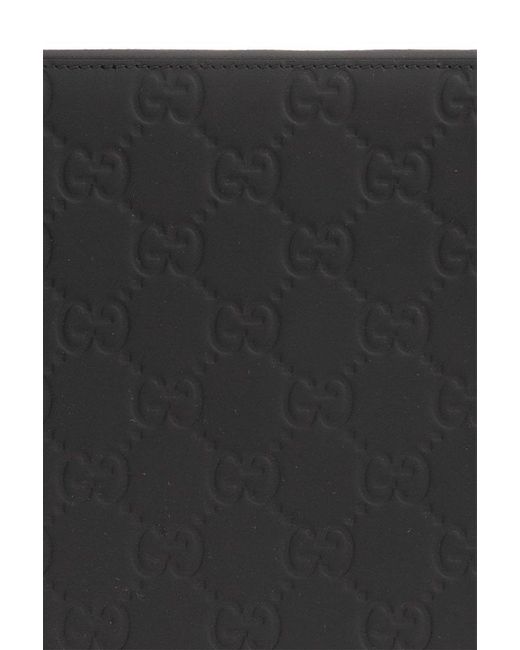 Gucci Black Monogrammed Zipped Clutch Bag for men