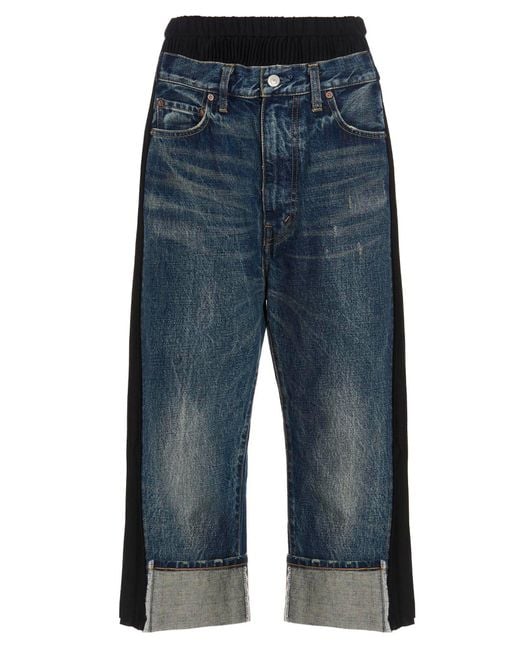Junya Watanabe Blue X Versace Layered Pleated Jeans
