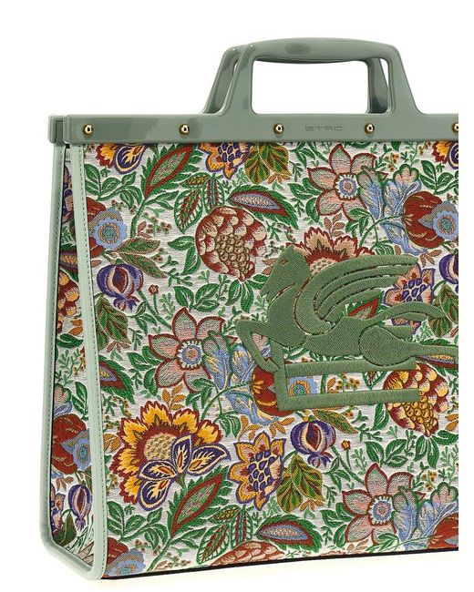 Etro Green Love Trotter Tote Bag