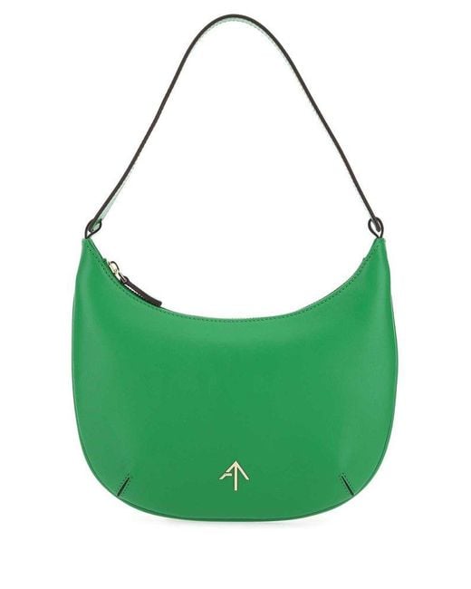 MANU Atelier Green Logo Plaque Mini Hobo Bag