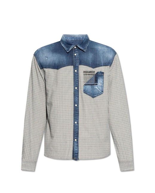 DSquared² Blue Checked Shirt, for men