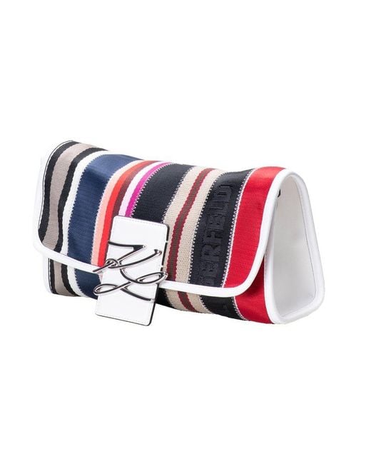 Karl Lagerfeld Red K/webbing Striped Shoulder Bag