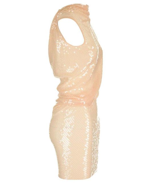 Rick Owens Natural Sequined Mini Dress