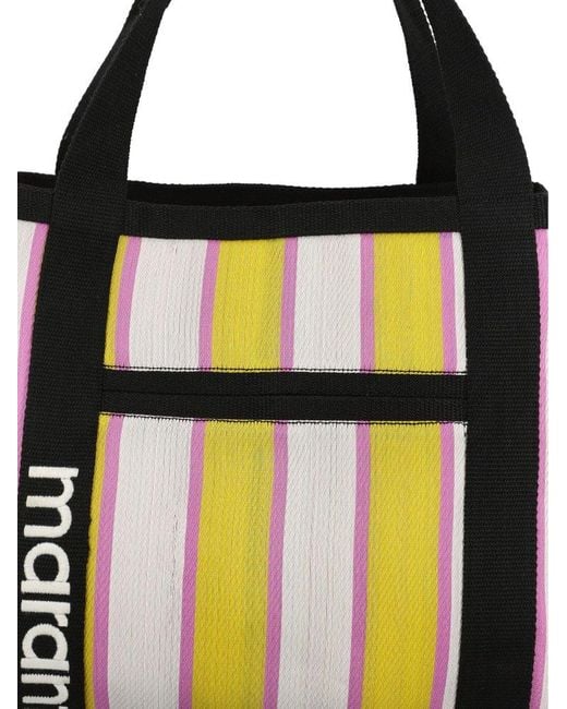 Isabel Marant Black Striped Pattern Top Handle Bag