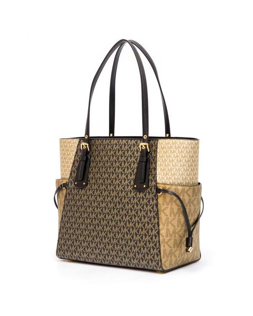 Michael Kors MK Monogram Handbag Tote Bag Brown Black PVC Leather Women's |  eLADY Globazone