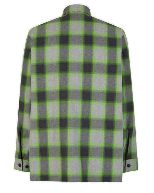Givenchy Green Checked Long-sleeved Shirt for men