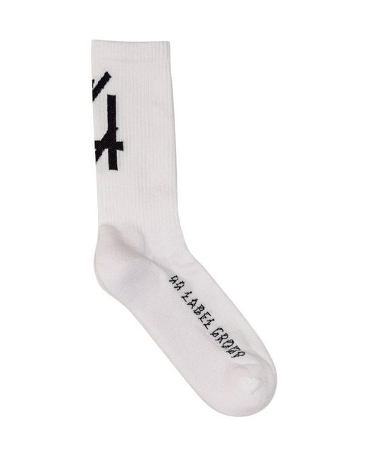 44 Label Group White Logo Intarsia-knit Socks for men