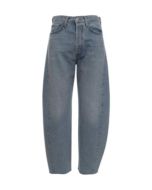 Agolde Blue High-waisted Wide-leg Jeans