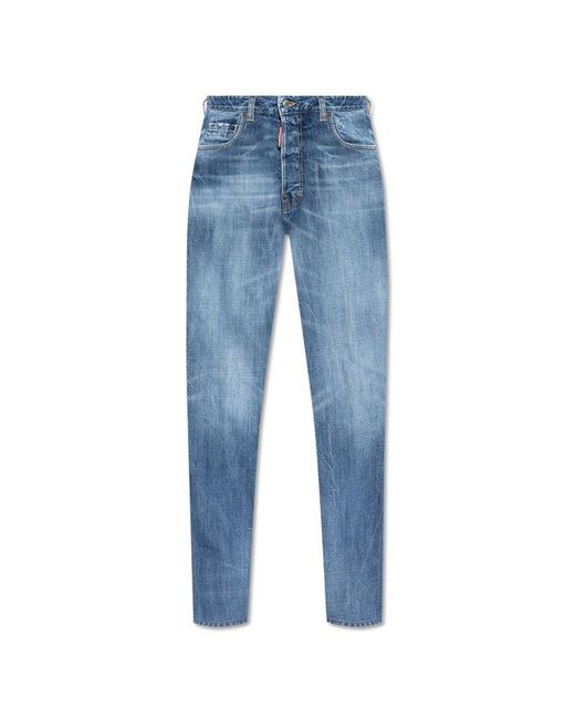 DSquared² Blue Logo Label Straight-leg Jeans