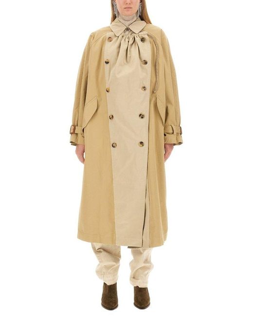 Isabel Marant Metallic Two-toned Double-breasted Trench Coat