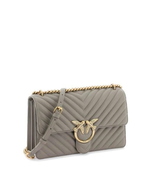 Pinko Gray Chevron Quilted 'classic Love Bag One'
