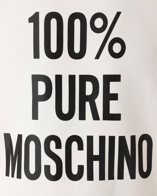 Moschino White Slogan Printed Crewneck Sweatshirt for men