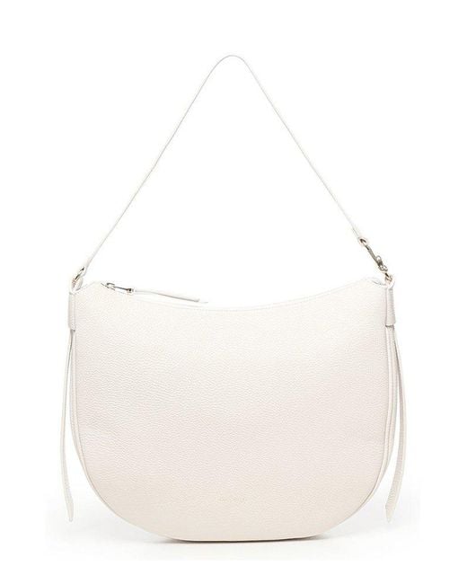 Coccinelle White C-Easy Zip-Up Medium Shoulder Bag