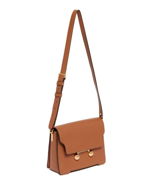 Marni Brown Trunkaroo Foldover Top Medium Shoulder Bag