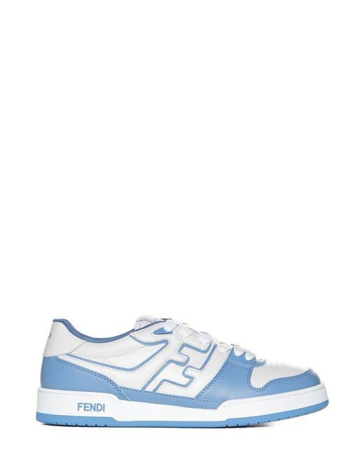 Fendi Blue Ff Panelled Low-top Sneakers for men