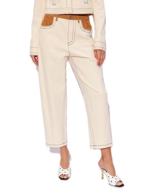 Marni Natural High-waisted Cotton Trousers,