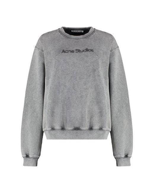 Acne Gray Cotton Crew-Neck Sweatshirt