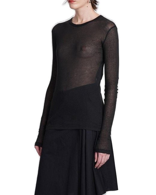 Ann Demeulemeester Black Semi-sheer Knitted Top
