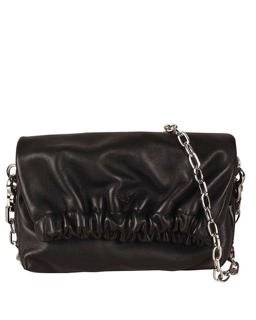 Zadig & Voltaire Leather Rockyssime Chainlink Crossbody Bag in Black