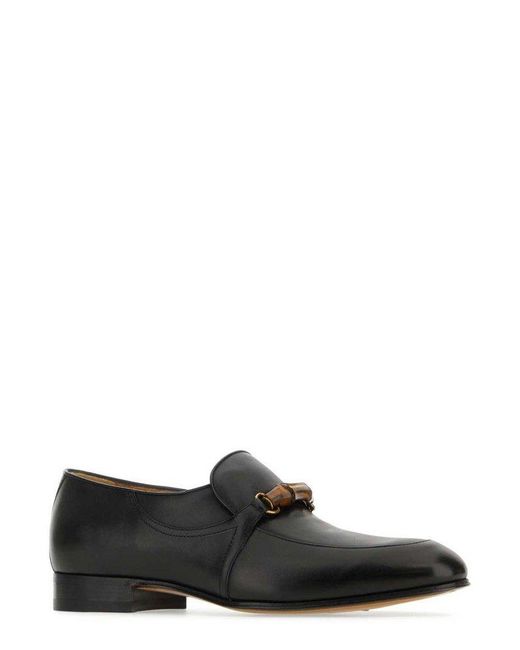 Gucci Bamboo Horsebit Slip on Loafers in Black for Men Lyst
