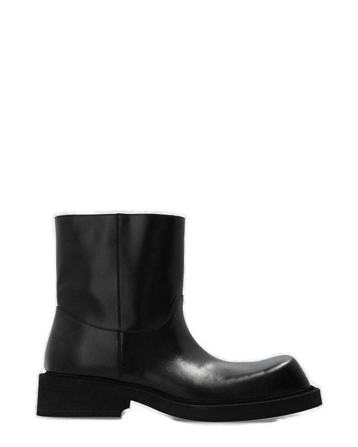 Balenciaga Black Inspector Square-toe Ankle Boots for men