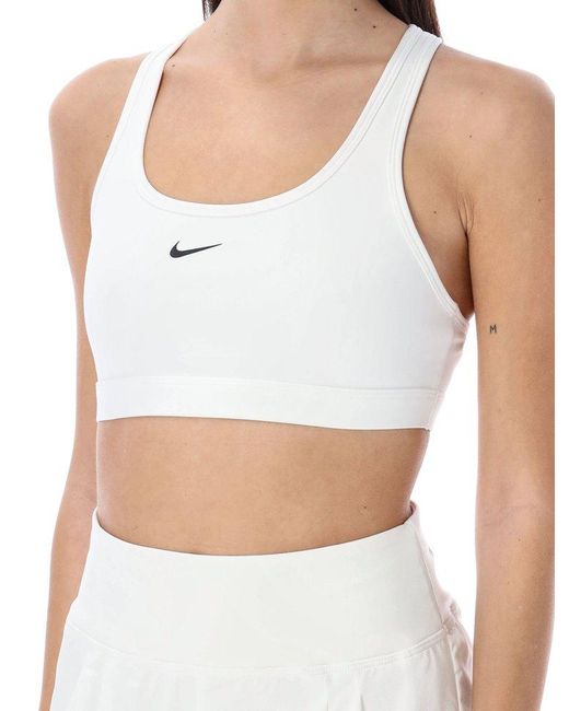 Nike White Swoosh Light Support Non-padded Sports Bra