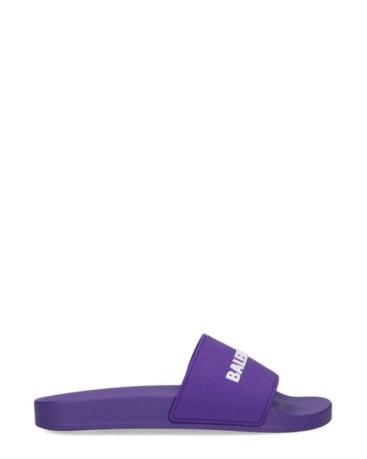 Balenciaga Purple 3d Logo Pool Slides