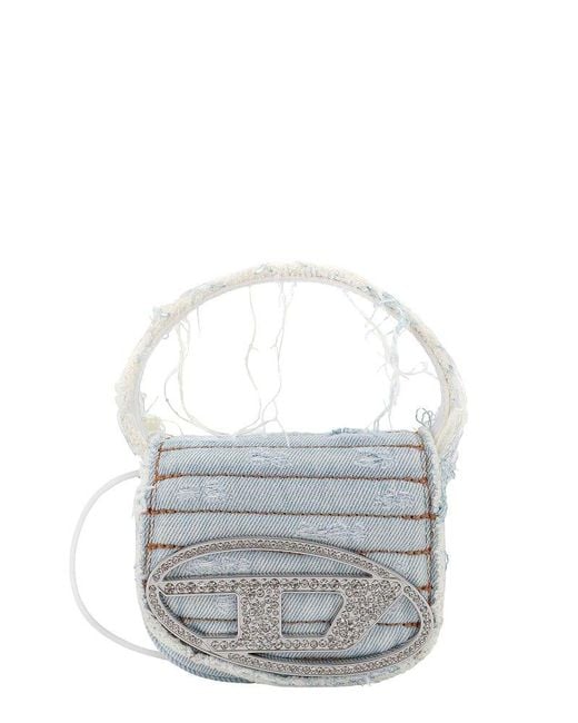 DIESEL Gray 1dr Xs Embellished Distressed Denim Tote Bag