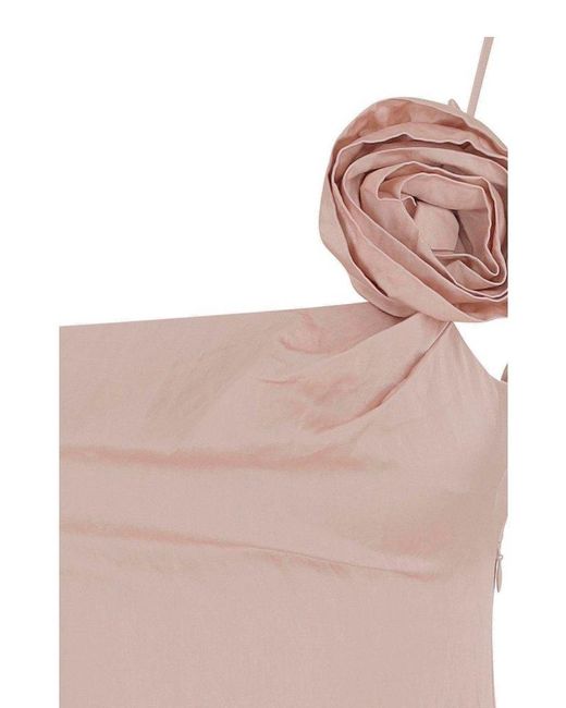 Blumarine White Satin Dress With Crumple Effect