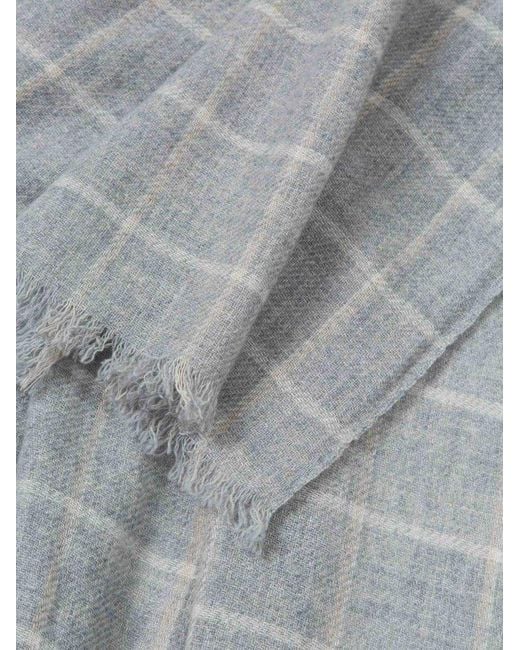 Fedeli Gray Checkered Pattern Scarf for men