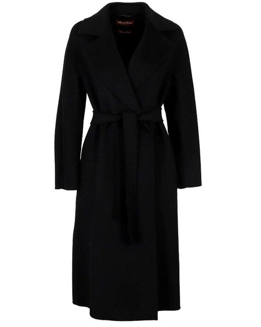 Max Mara Studio Black Cles Belted Coat