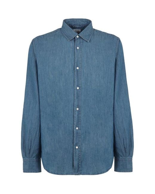 Aspesi Blue Buttoned Denim Shirt for men