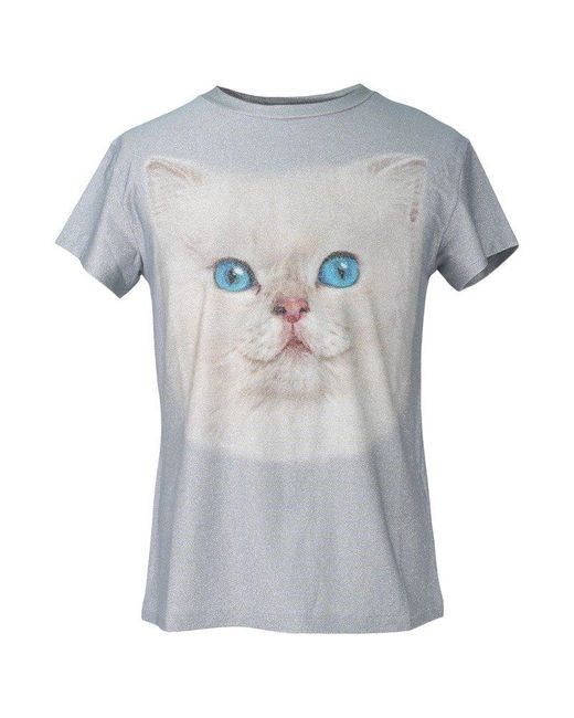 Acne Gray Cat Printed Crewneck T-Shirt for men