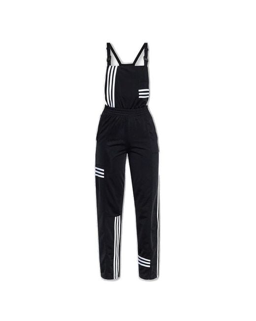 Adidas Originals Black Elasticated Waist Three Stripe Detailed Jumpsuit