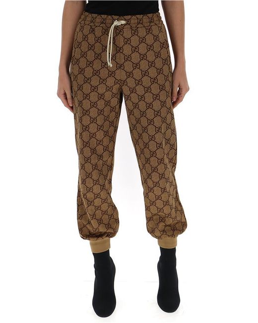 Gucci Brown Gg Technical Jersey Track Bottoms