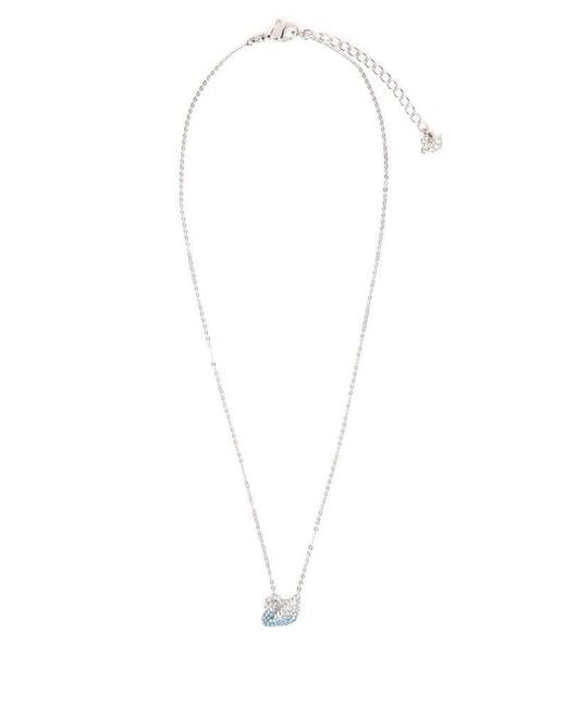 Swarovski Crystal Embellished Swan Pendant Necklace in White | Lyst