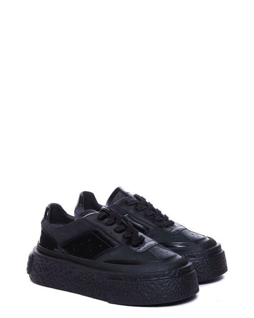 MM6 by Maison Martin Margiela Black Numbers-Motif Lace-Up Sneakers