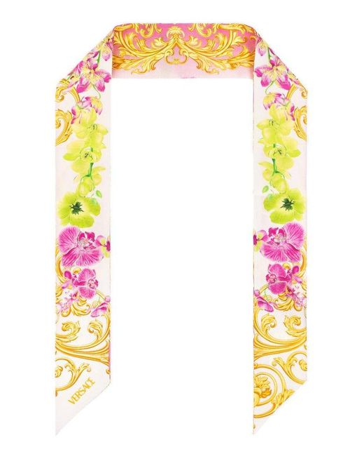 Versace Yellow Allover Floral Printed Scarf