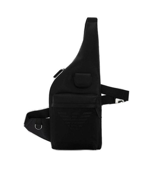 Emporio Armani Logo Detailed Zipped Shoulder Bag in Black for Men Lyst