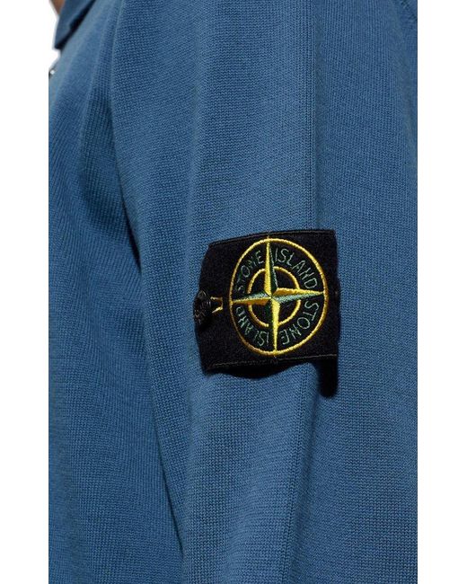 Stone Island Blue Polo Sweater, for men
