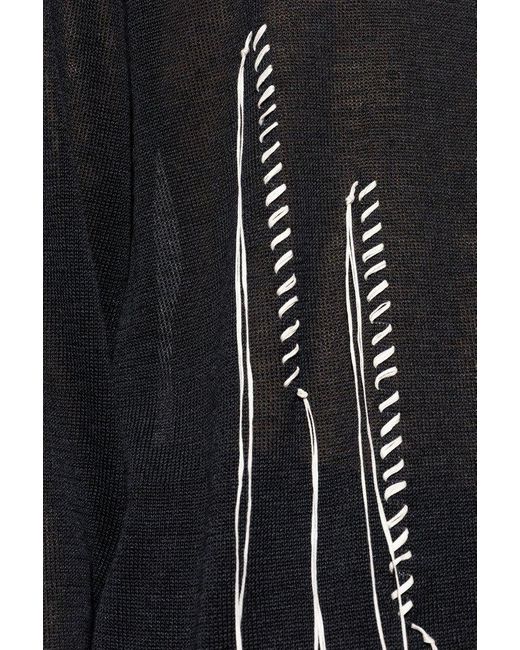 Yohji Yamamoto Black Sweater With Fringes for men