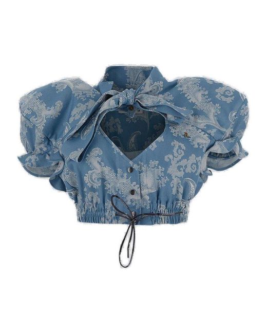 Vivienne Westwood Blue Cropped Football Heart Top
